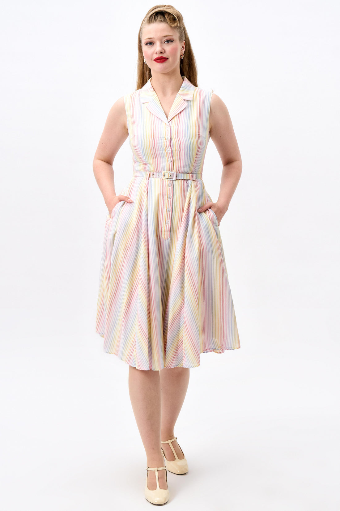 Caterina Sleeveless Sherbet Stripe Dress