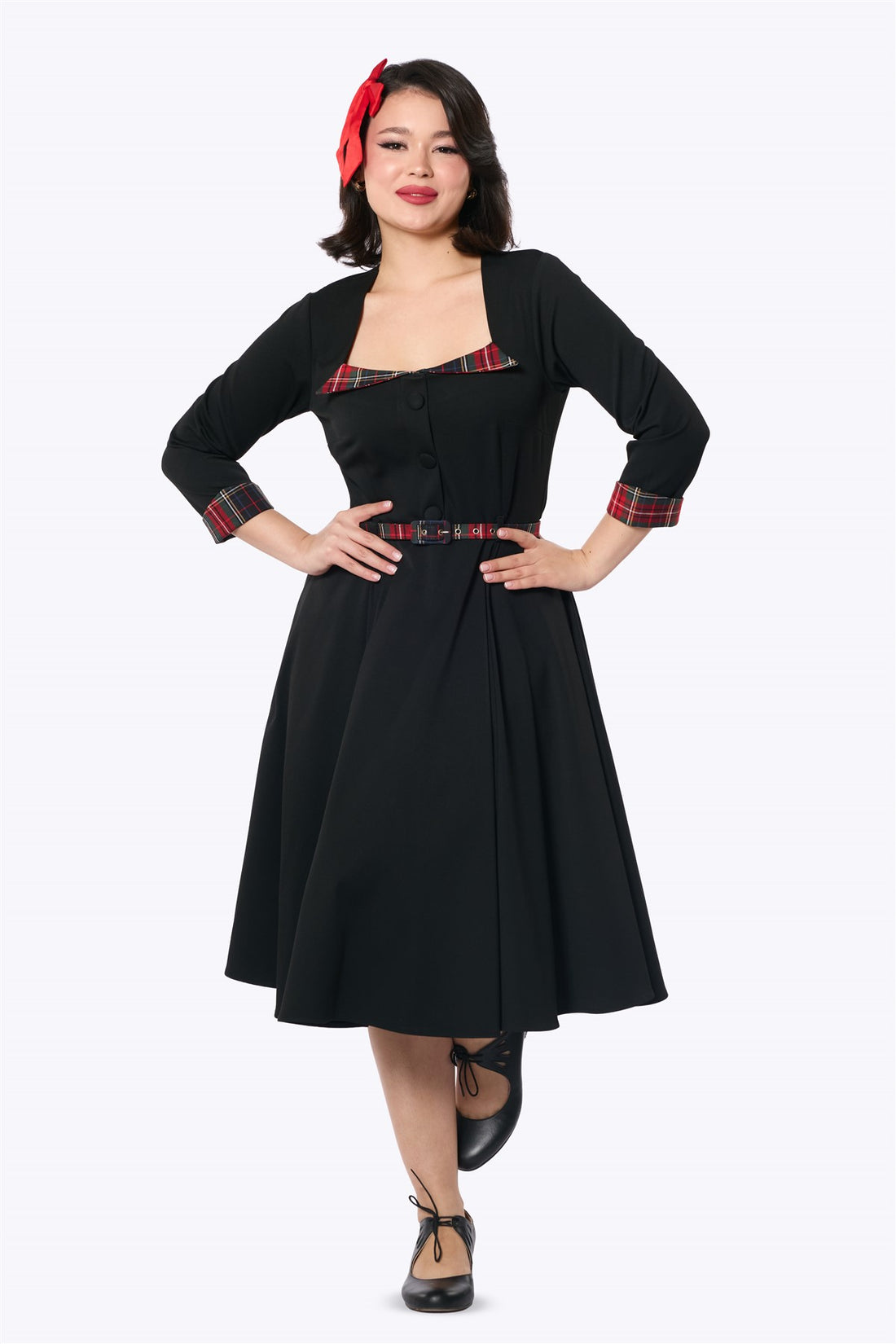 Wanda Check Trim Swing Dress