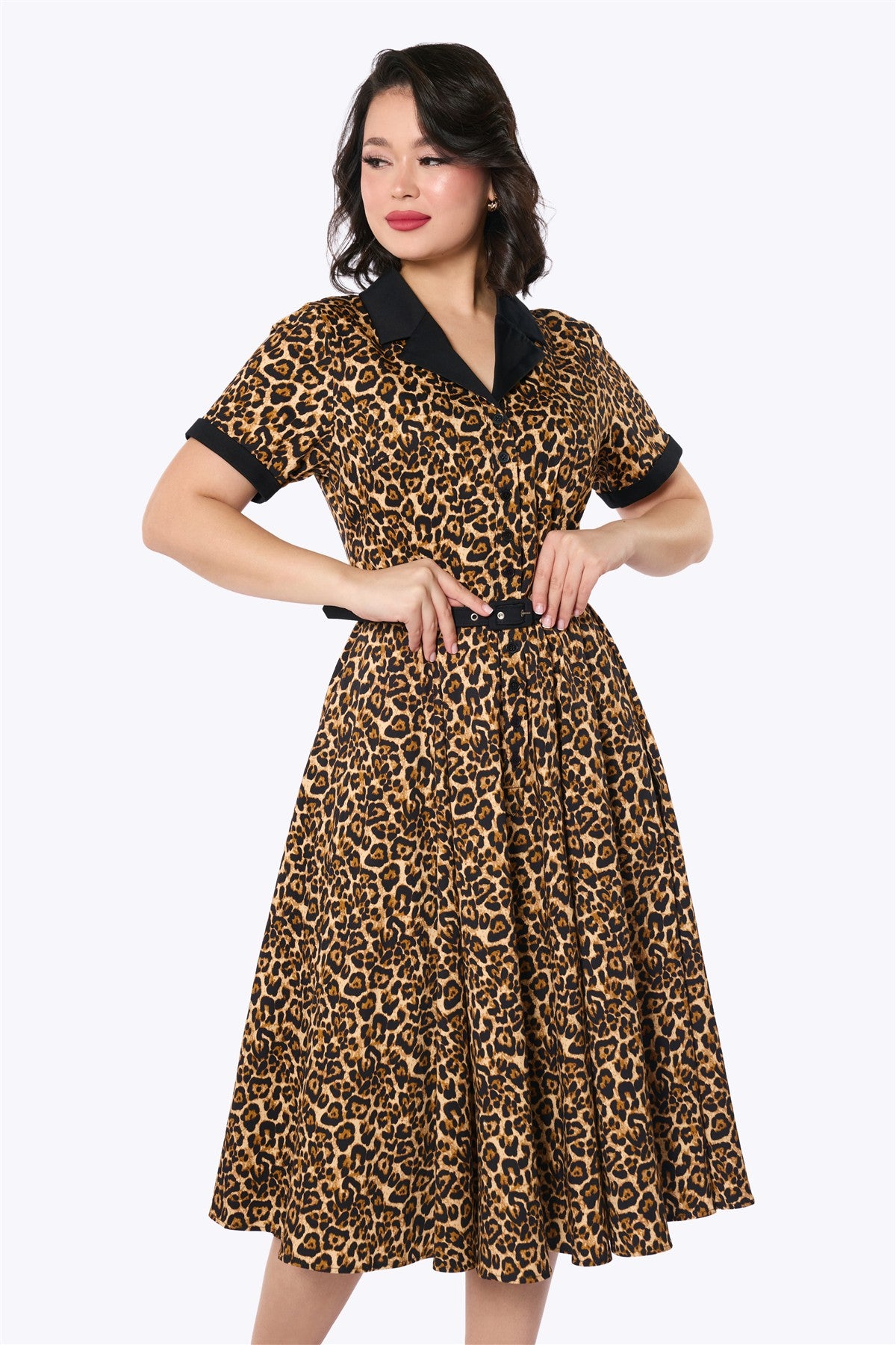 Caterina Leopard Swing Dress