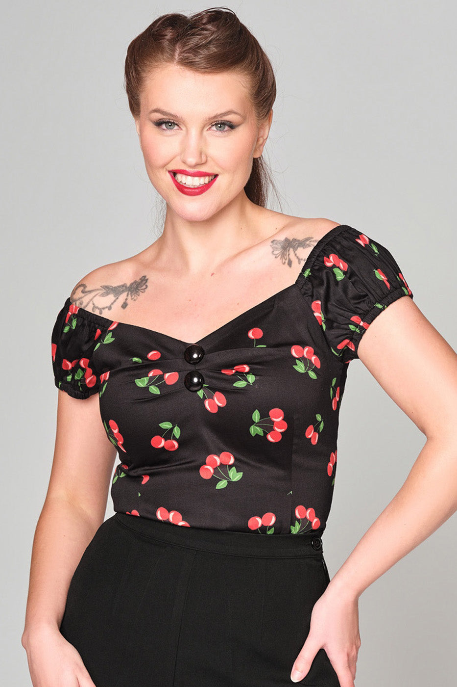 Dolores 50s Cherries Print Top