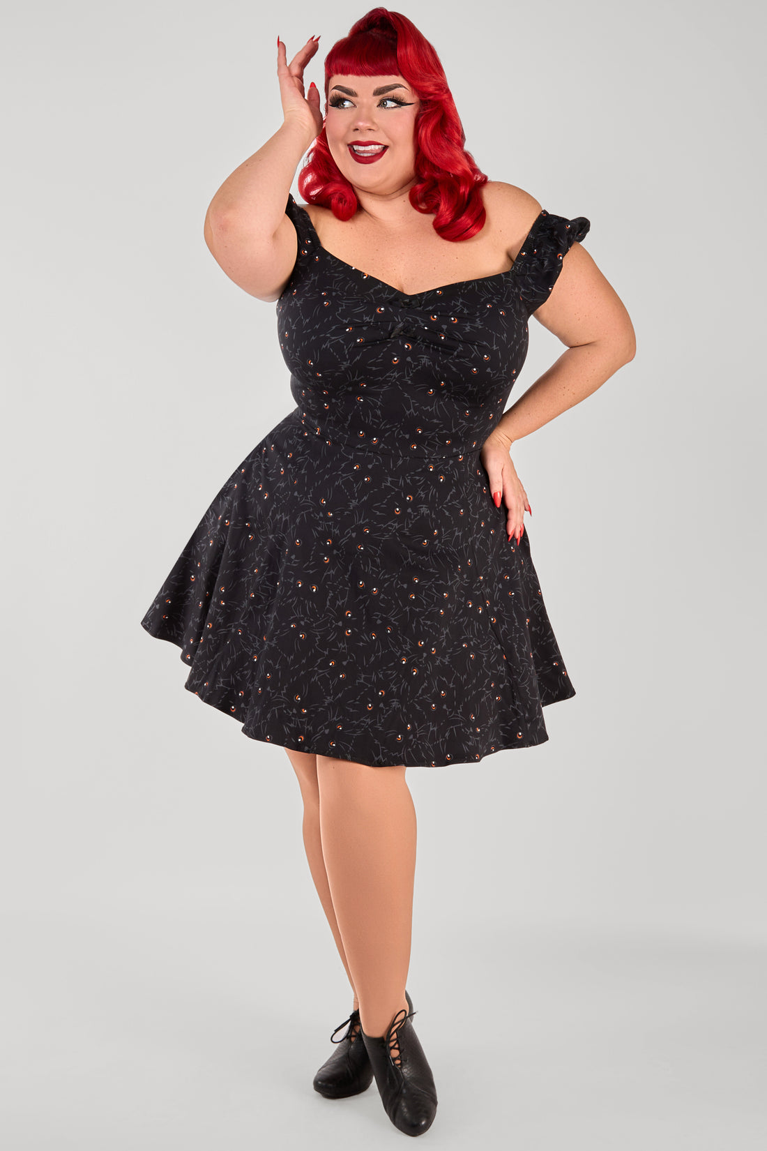 Dolores Black Cats Mini Dress