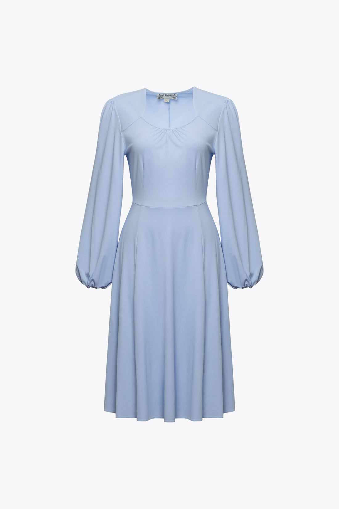 Leslie Blue Balloon Sleeve Jersey Dress