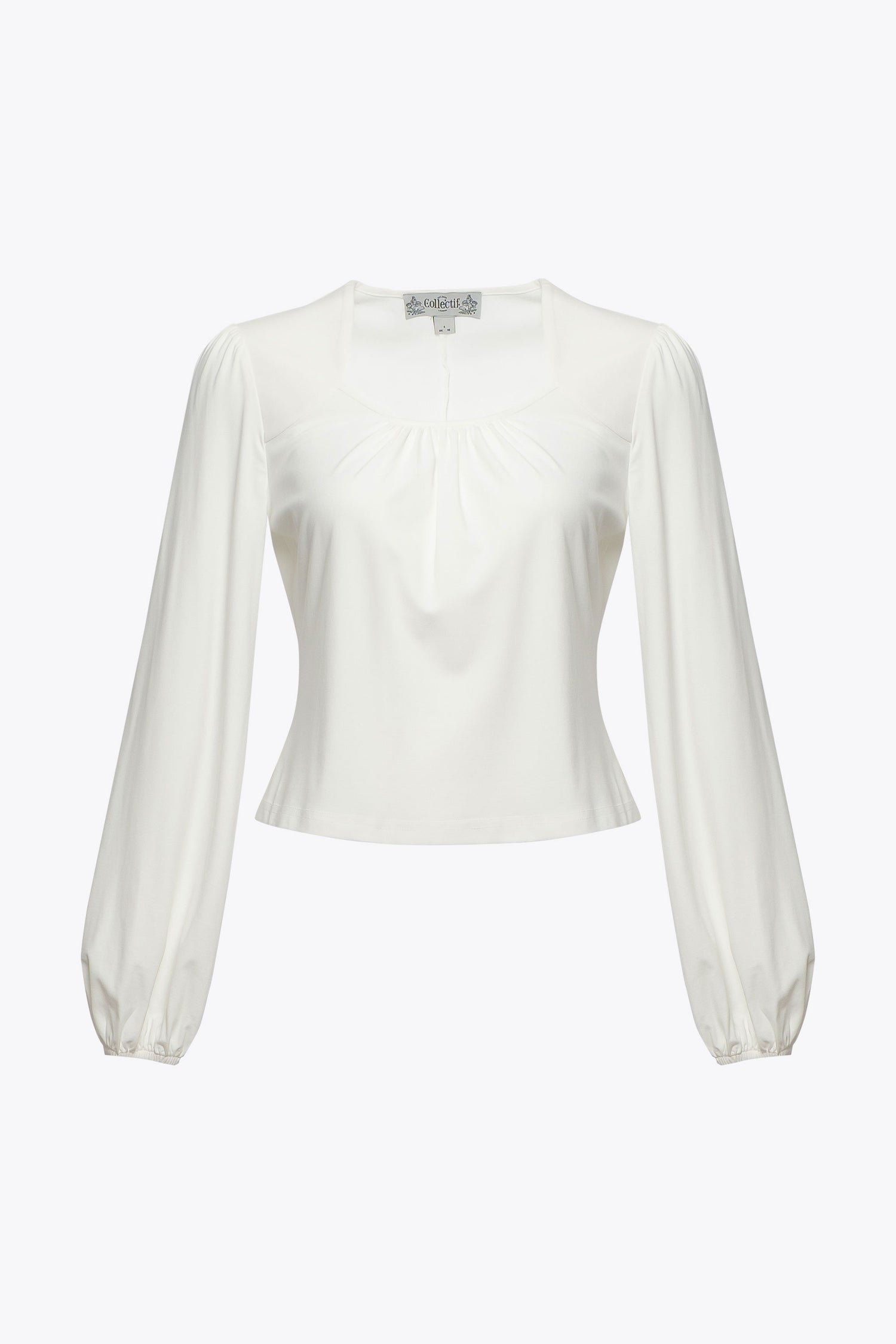 Leslie White Balloon Sleeve Jersey Top