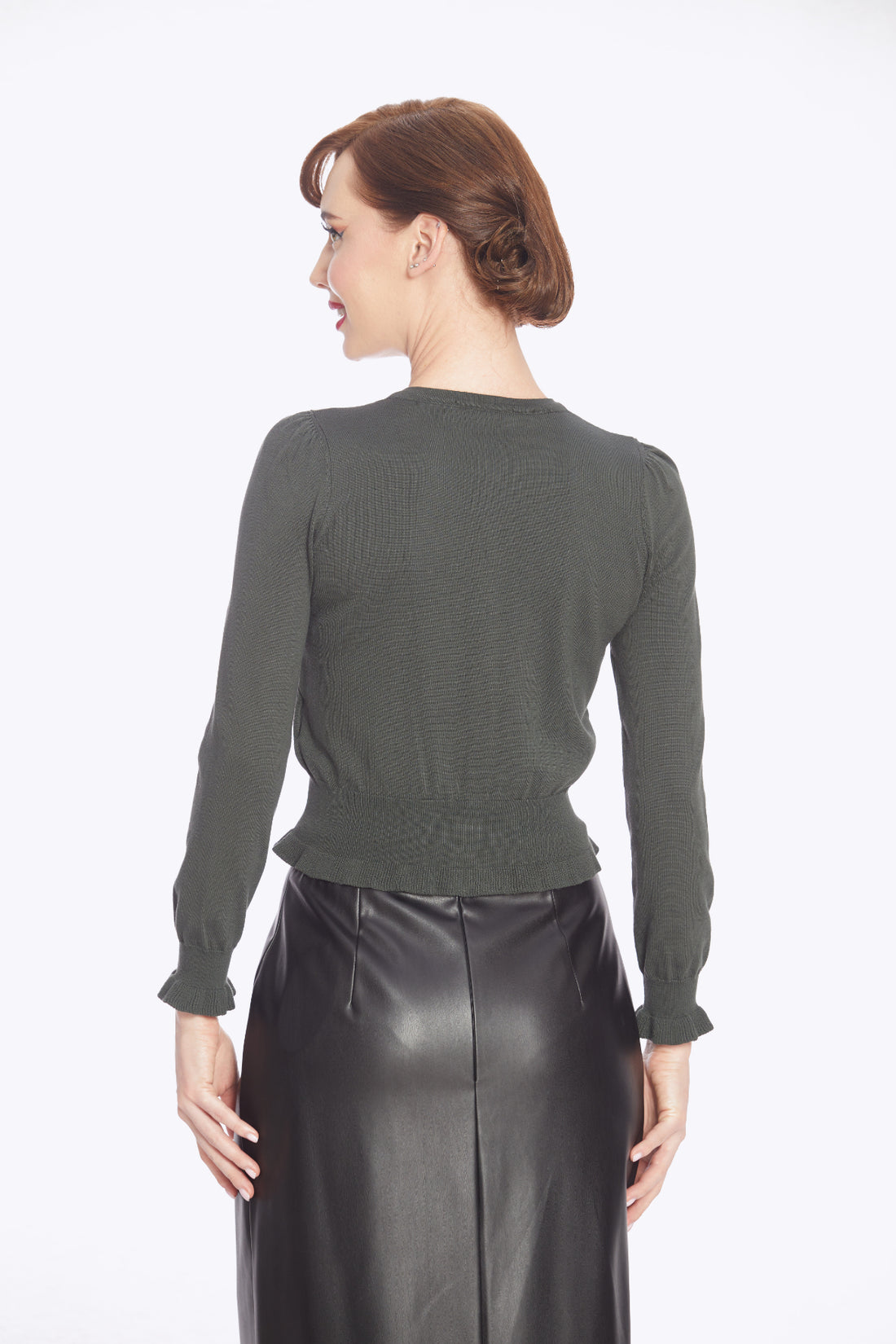 Sofia Frill Hem Cardigan Green