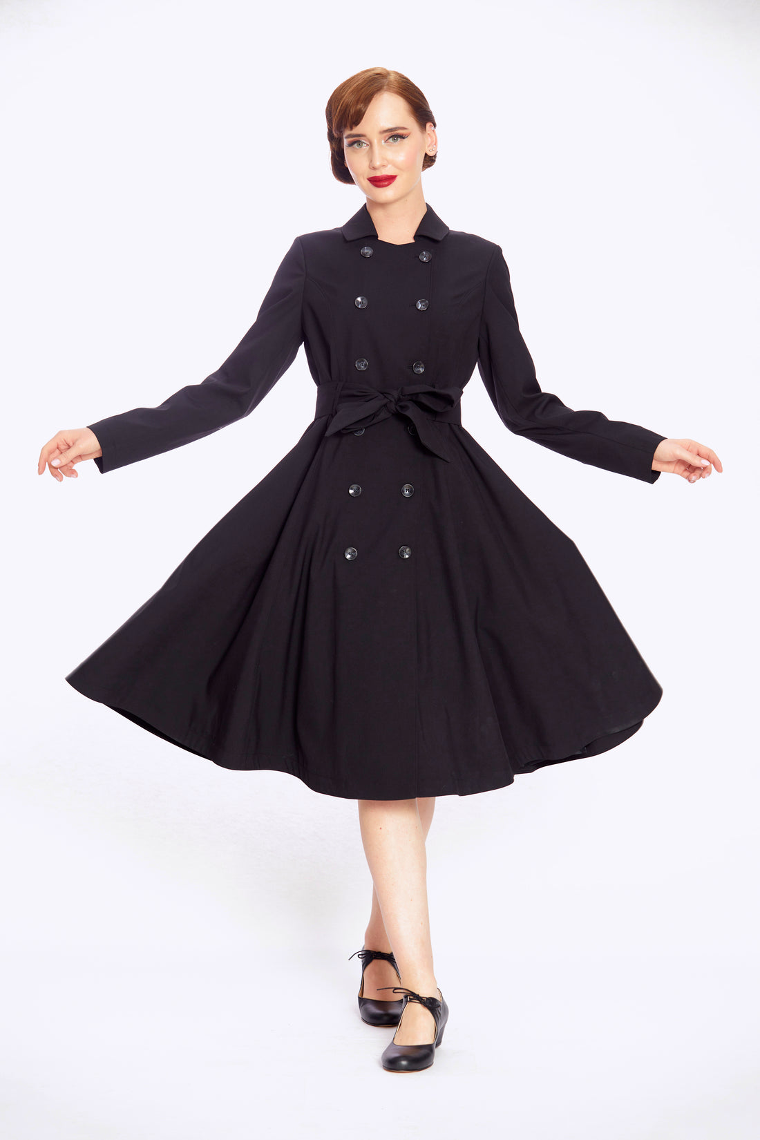 Korrina Black Swing Trench Coat