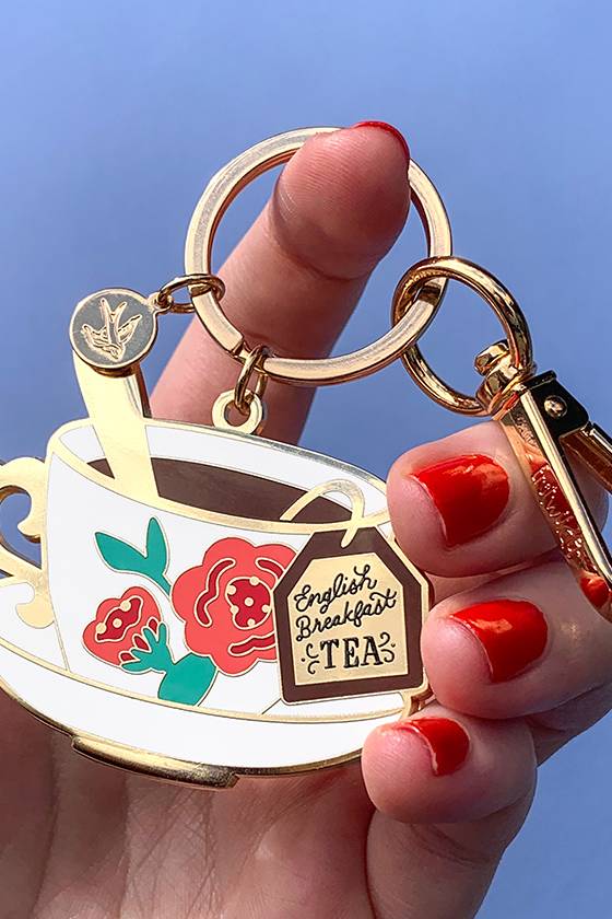 Erstwilder Fancy A Cuppa Enamel Key Ring