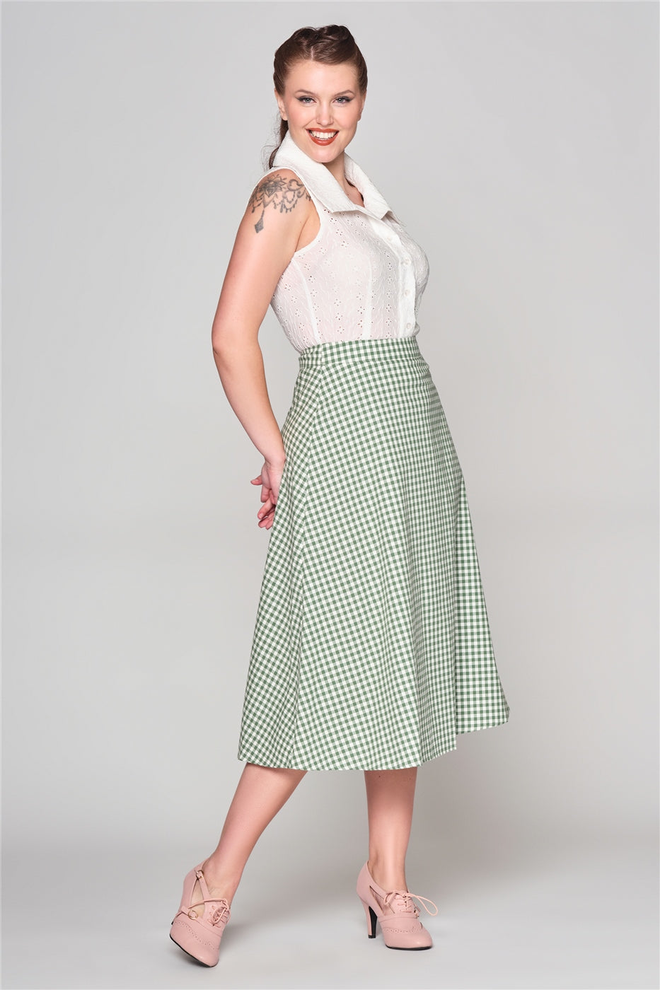 Hetty Gingham Flared Skirt