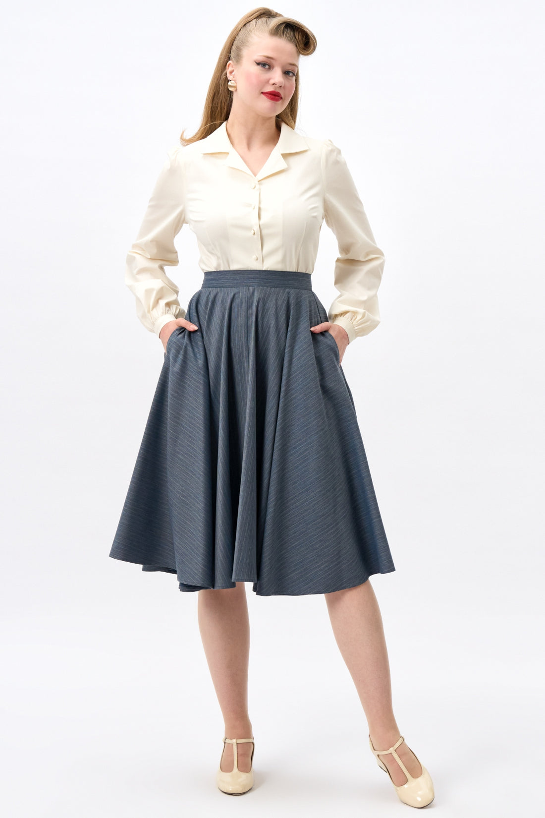 Milla Rainbow Pinstripe Swing Skirt