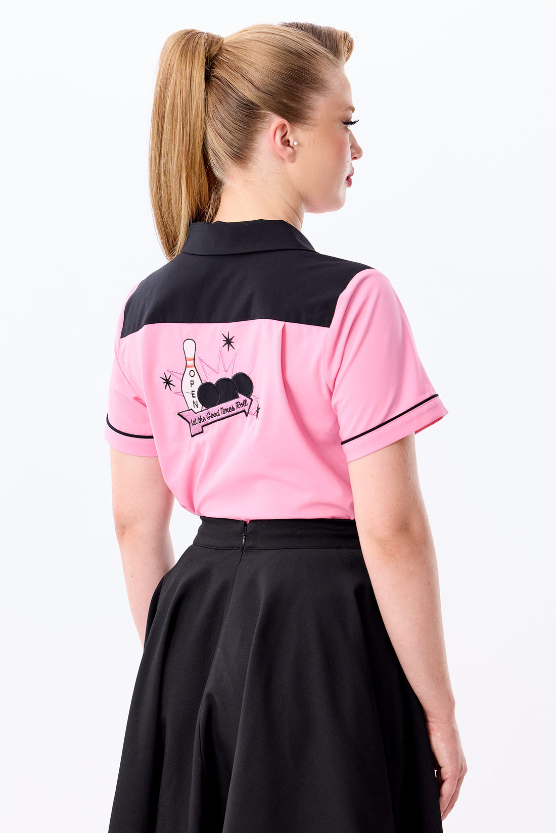 Rita Strike! Pink Black Bowling Shirt