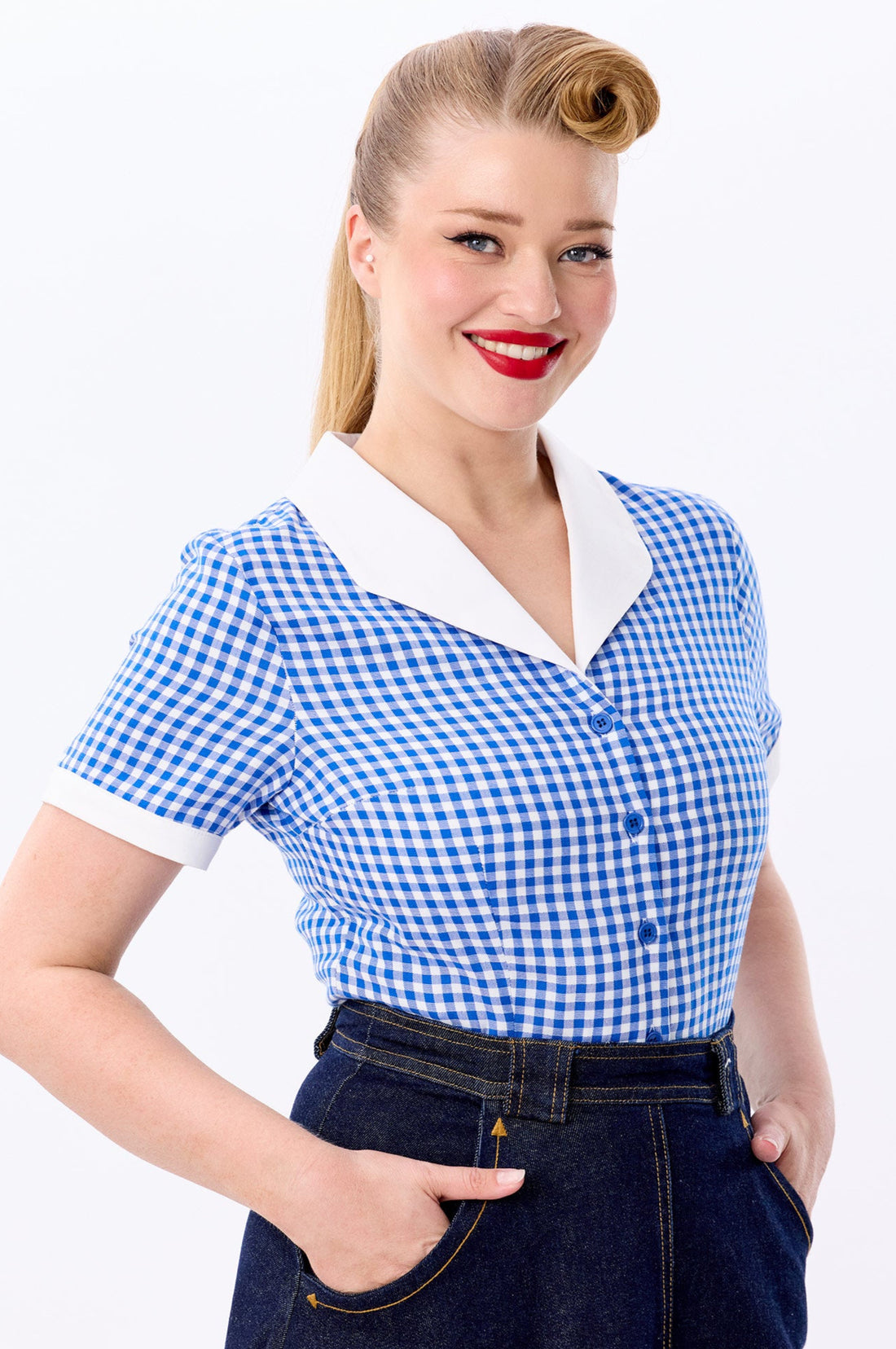 Taylor Gingham Blue Blouse