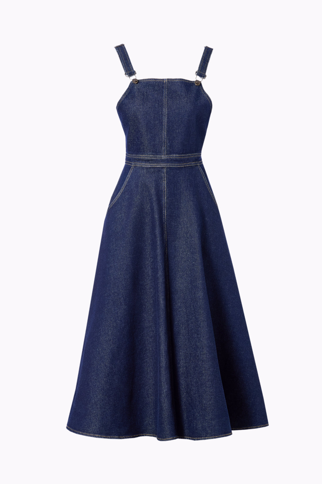Gina Denim Pinafore Flared Dress