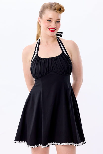 Milly Black Daisy Trim Mini Dress