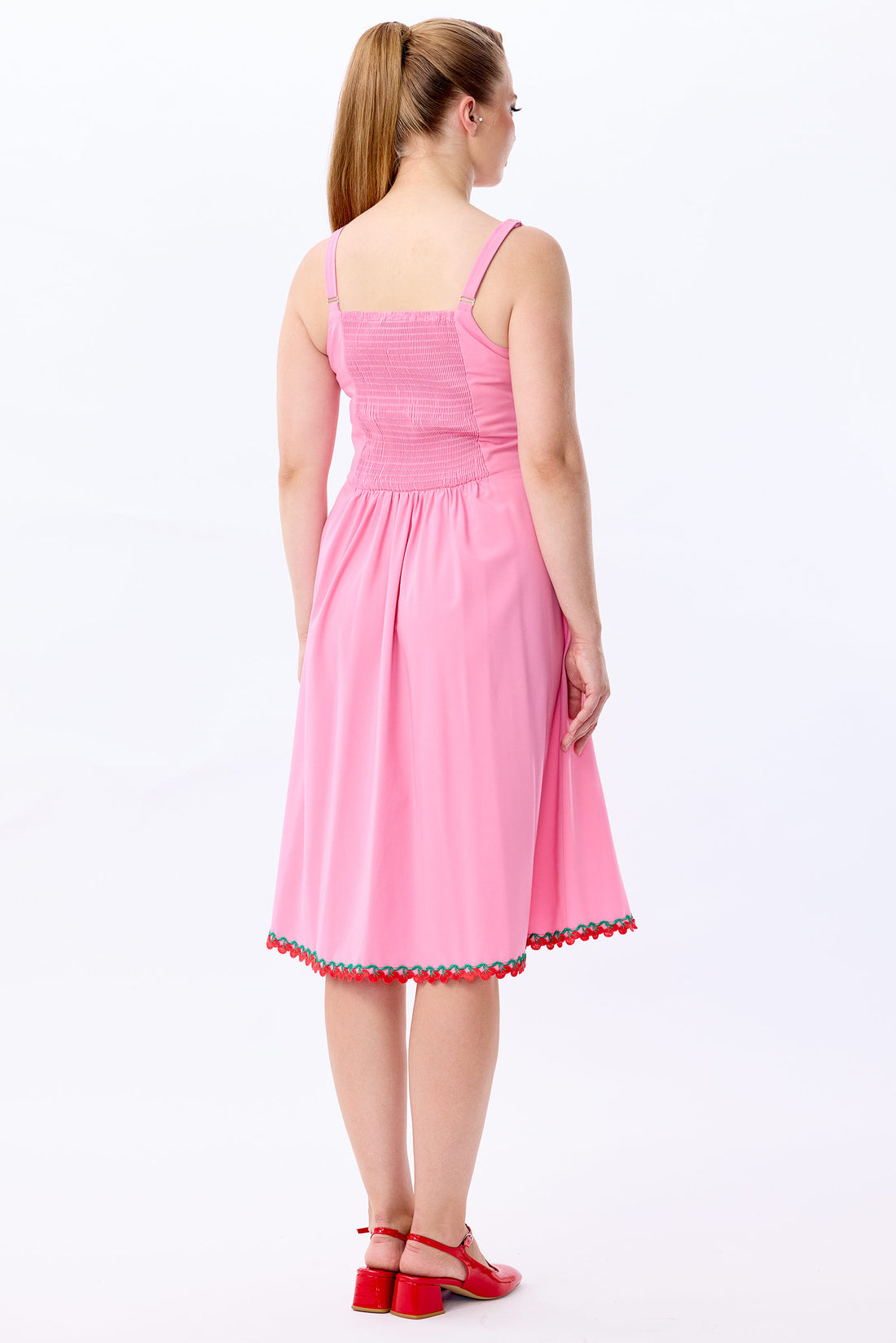 Kimberly Cherry Trim Swing Dress
