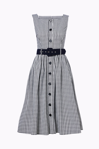 Polly Black Gingham Swing Dress