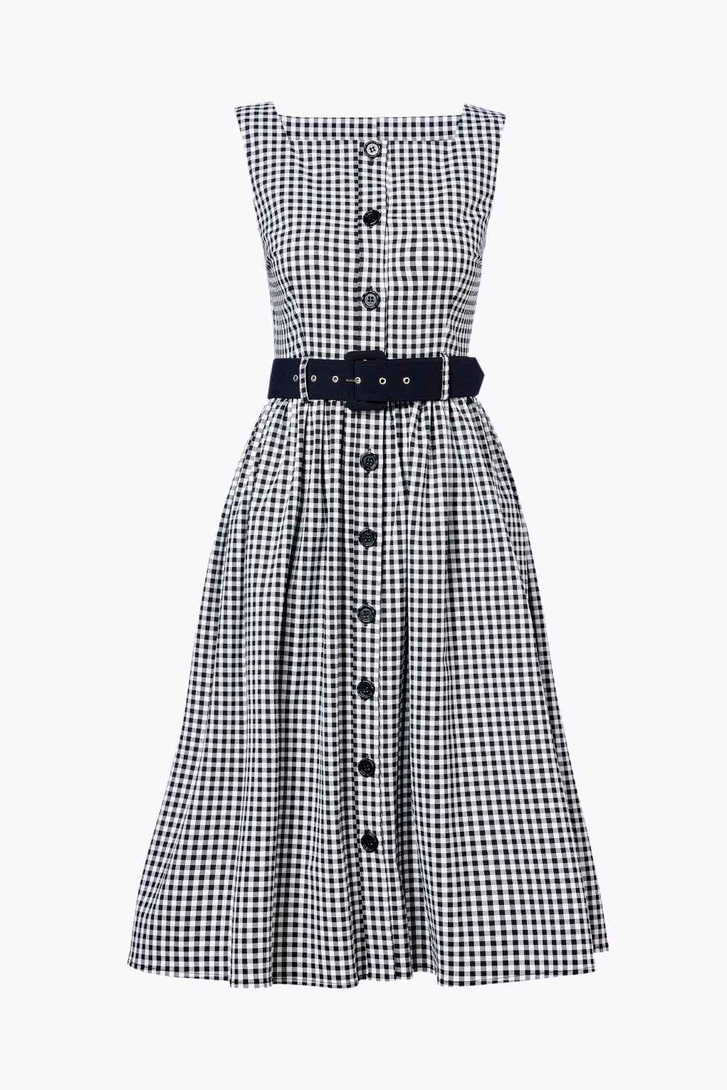 Polly Black Gingham Swing Dress