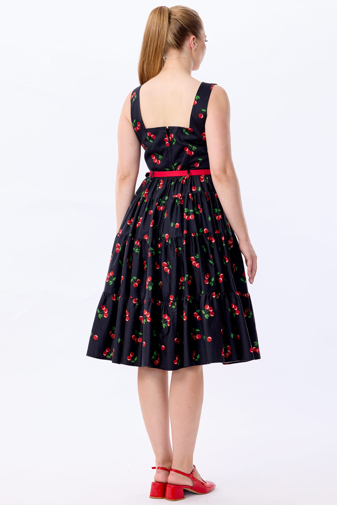 Erina 50s Cherries Tiered Dress