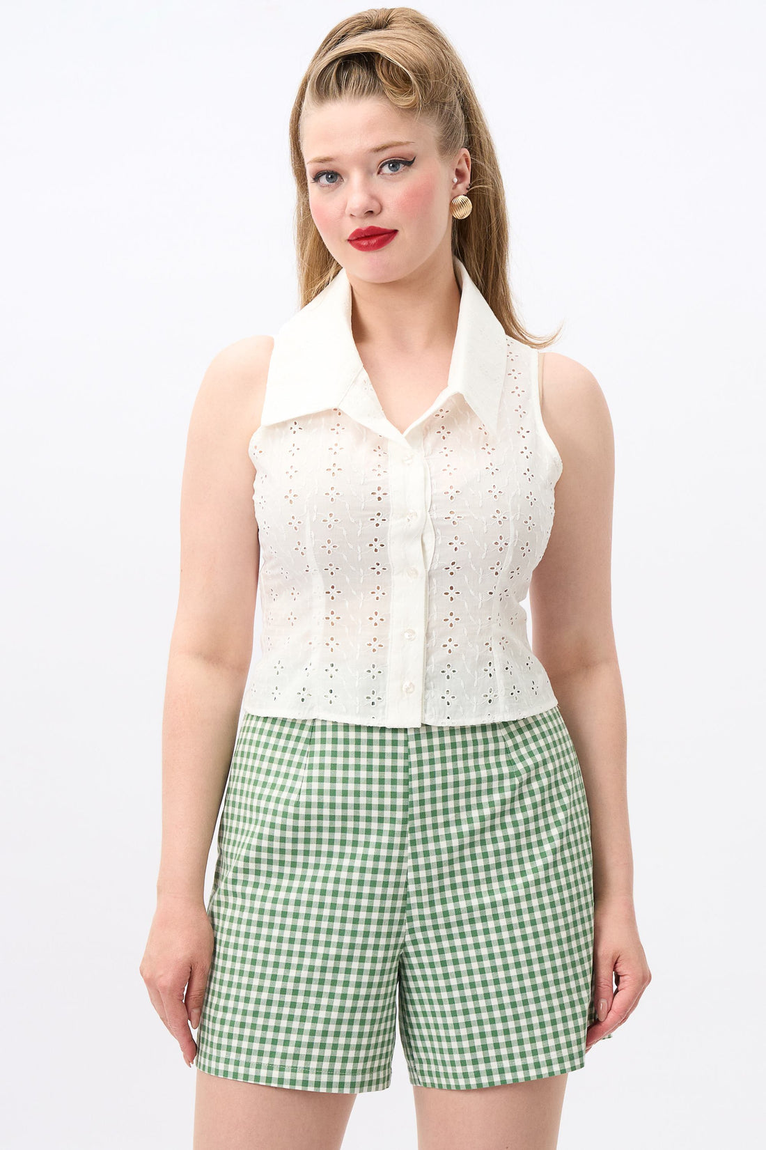 Cerci Gingham Green Shorts
